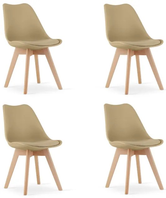 Set štyroch jedálenských stoličiek MARK tmavobéžové / hnedé nohy (4 ks)