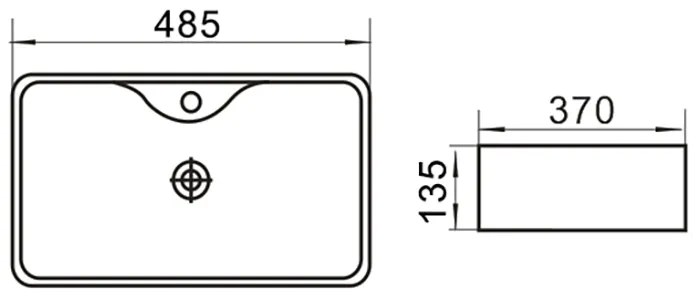 Erga Ryann, umývadlo na dosku 485x370x135 mm, biela lesklá, ERG-V03-YT-037-WH