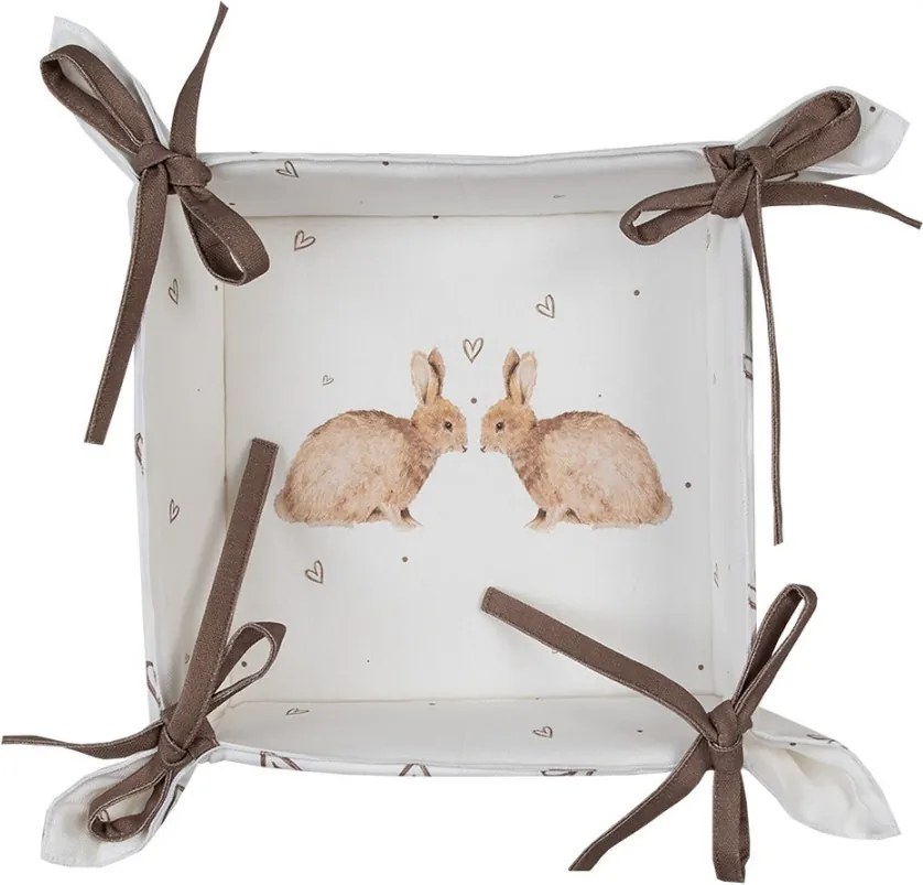 Bavlnený košík na pečivo s motívom zajačikov Bunnies in Love - 35*35*8cm