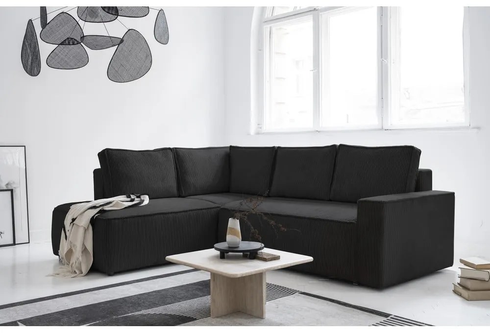 Antracitovosivá menčestrová rozkladacia rohová pohovka (ľavý roh) Brave Dave – Miuform