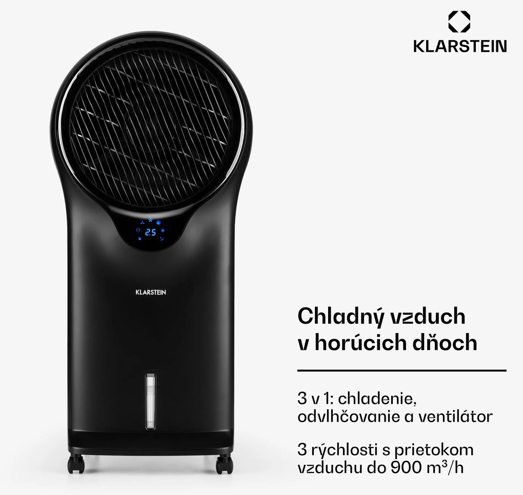 Klarstein Whirlwind, 3 v 1 ochladzovač vzduchu, ventilátor, zvlhčovač vzduchu, 110 W, 5,5 l, čierny