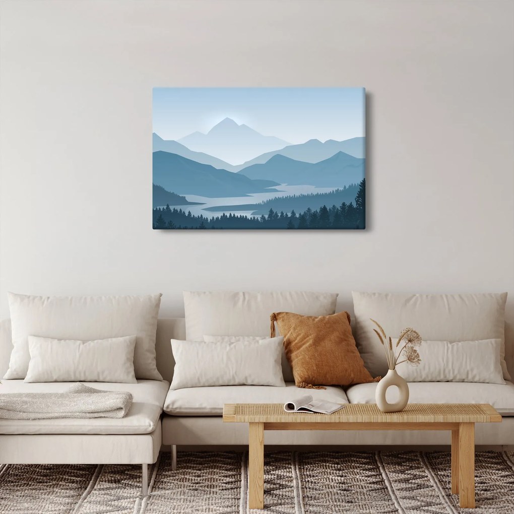 Obraz - Hory pohľadom grafika (90x60 cm)