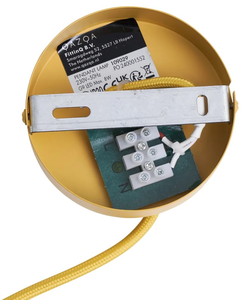 Retro závesné svietidlo horčicovo žlté s matným sklom - Fedde