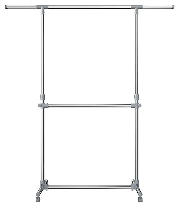 SongmicsHome Stojan na oblečenie dvojstupňový JASON 93x49x113-198cm, strieborná