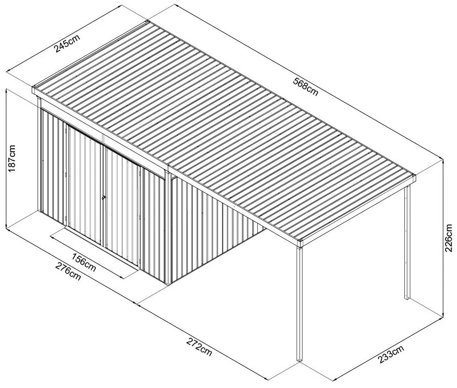 Záhradný domček so svetlíkmi Avenberg MAGNUS + prístavba 2.5 x 5.8 m - Premium