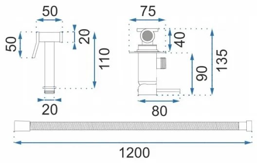 REA-B4106 - bidetová batéria so sprškou pre podomietkovú inštaláciu LUNGO, lesklý chróm