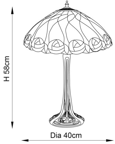 Endon 64177 - Stolná lampa Tiffany HUTCHINSON 1xE27/60W/230V pr. 40 cm