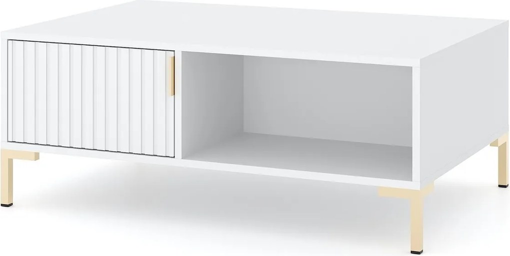 Konferenční stolek Flinn 100 cm bílý/zlatý