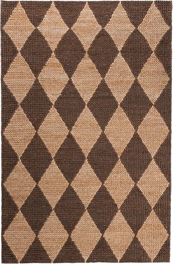 Hnedý/v prírodnej farbe ručne tkaný koberec s prímesou juty 120x170 cm Effie Diamond – Flair Rugs