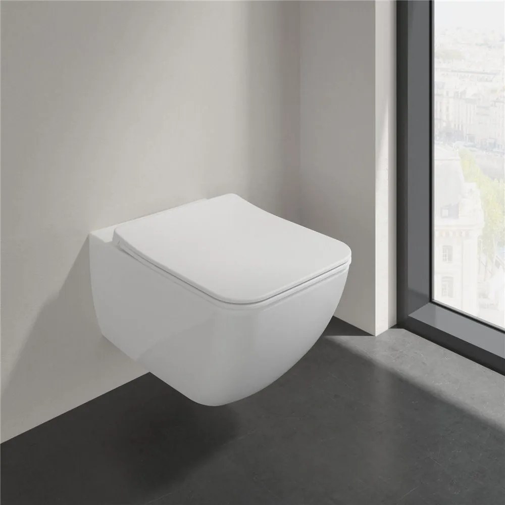 VILLEROY &amp; BOCH Venticello WC sedátko s poklopom SlimSeat Line, s funkciou QuickRelease a Softclosing, biela alpská, 9M80S101