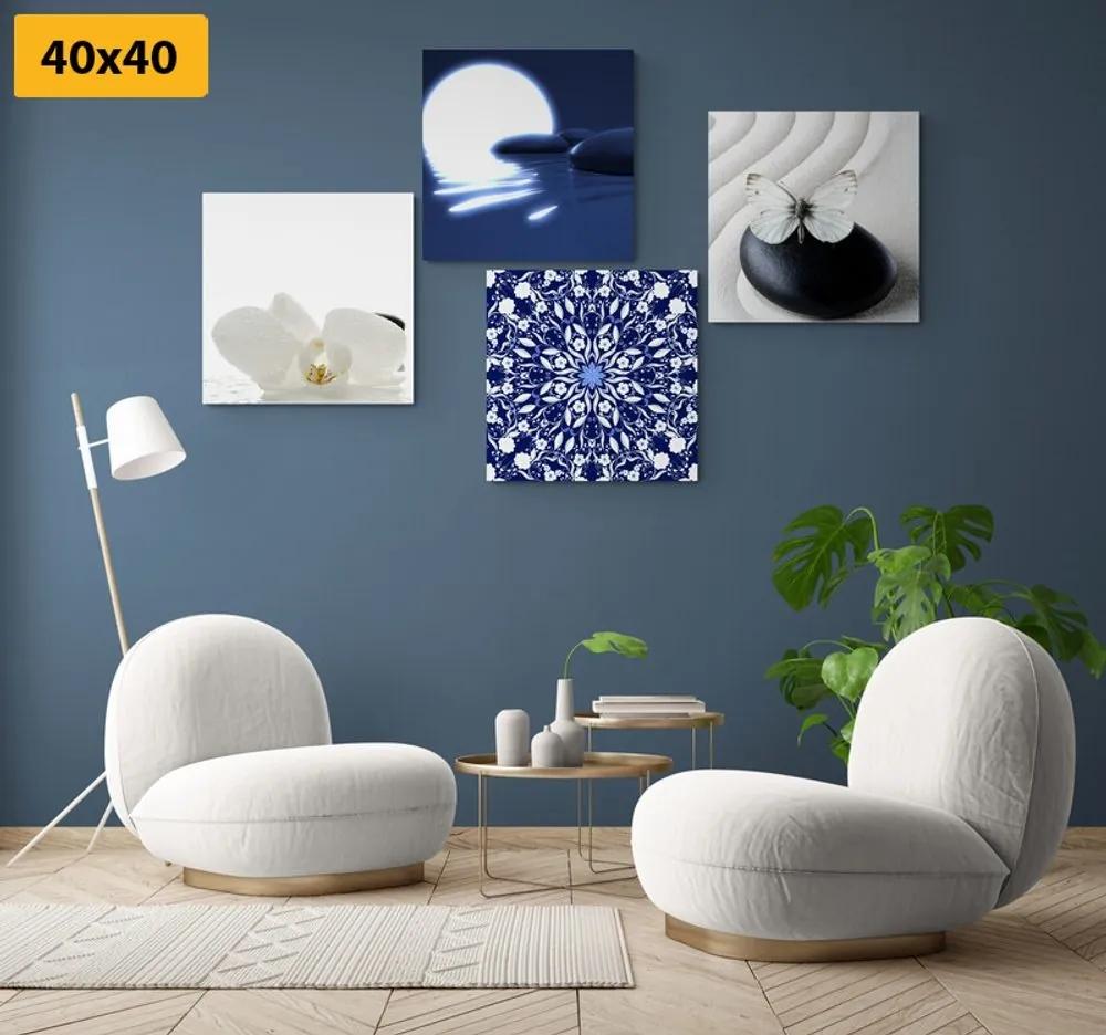 Set obrazov Feng Shui v bielo-modrom prevedení - 4x 60x60