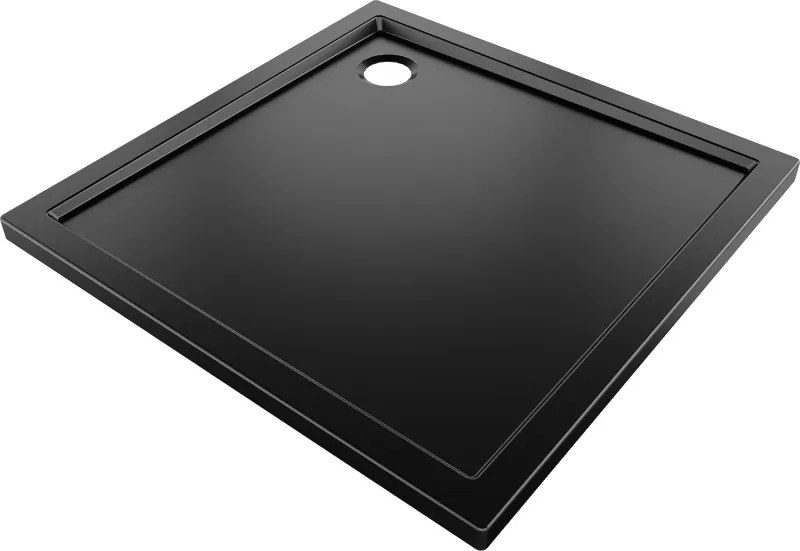 Mexen Flow, štvorcová sprchová vanička slim 100 x 100 cm, čierna matná, 46S701010