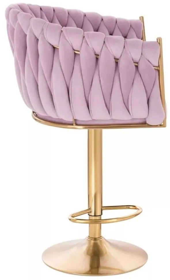 LuxuryForm DESIGN Barová stolička NORDEN VELUR na zlatom tanieri - levanduľa