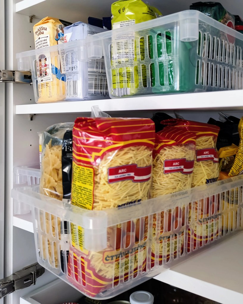 Úložný kôš, box a organizér extra hlboký 50 cm x 20 cm INVA, transparentný