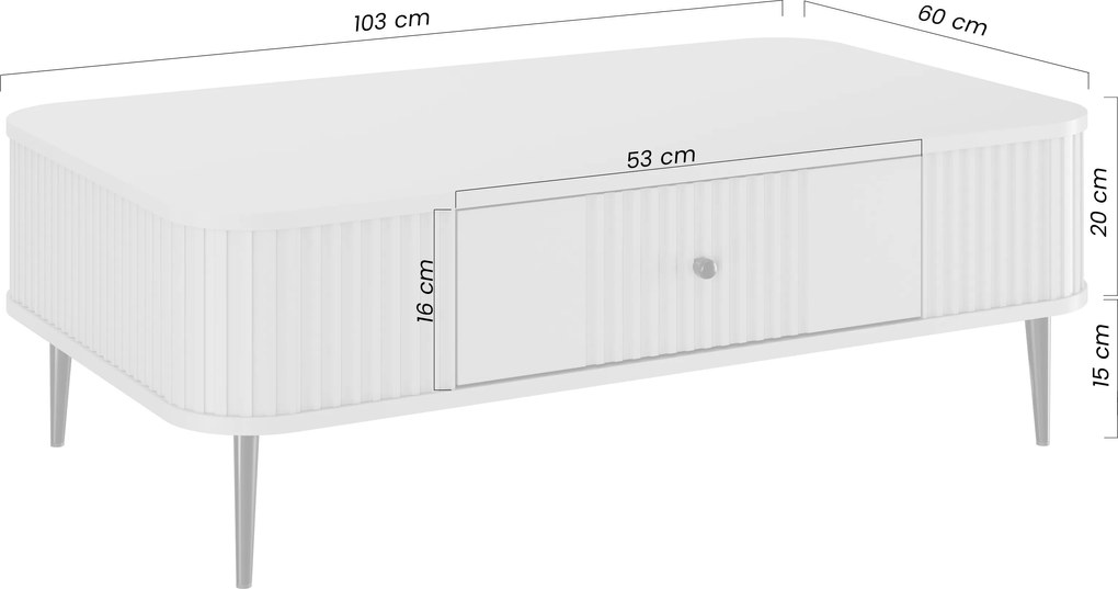 Čierny konferenčný stolík Vesper 103x60 cm so zásuvkou - zlaté nohy