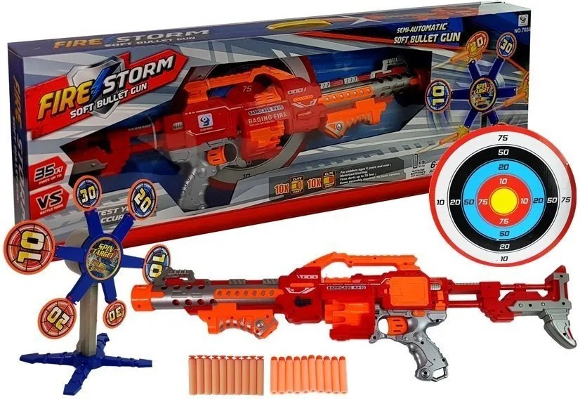 LEAN Toys Puška na penové šípky s otočným terčom 66 cm