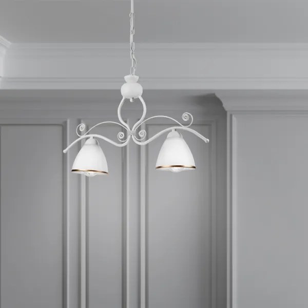 Luster na reťazi RETRO 2xE27/60W/230V matná biela