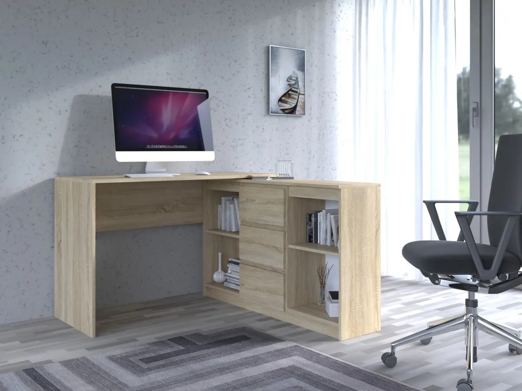 TP Living Písací stôl s komodou Meghan 2D3S svetlohnedý