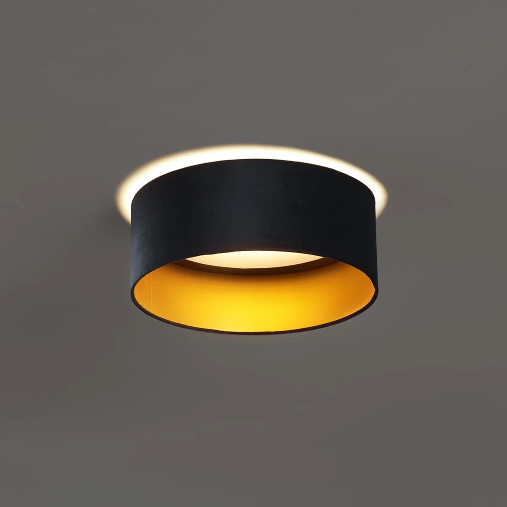 Moderné stropné svietidlo čierne zamatové 40 cm vrátane LED 3-krokového stmievania - Sue