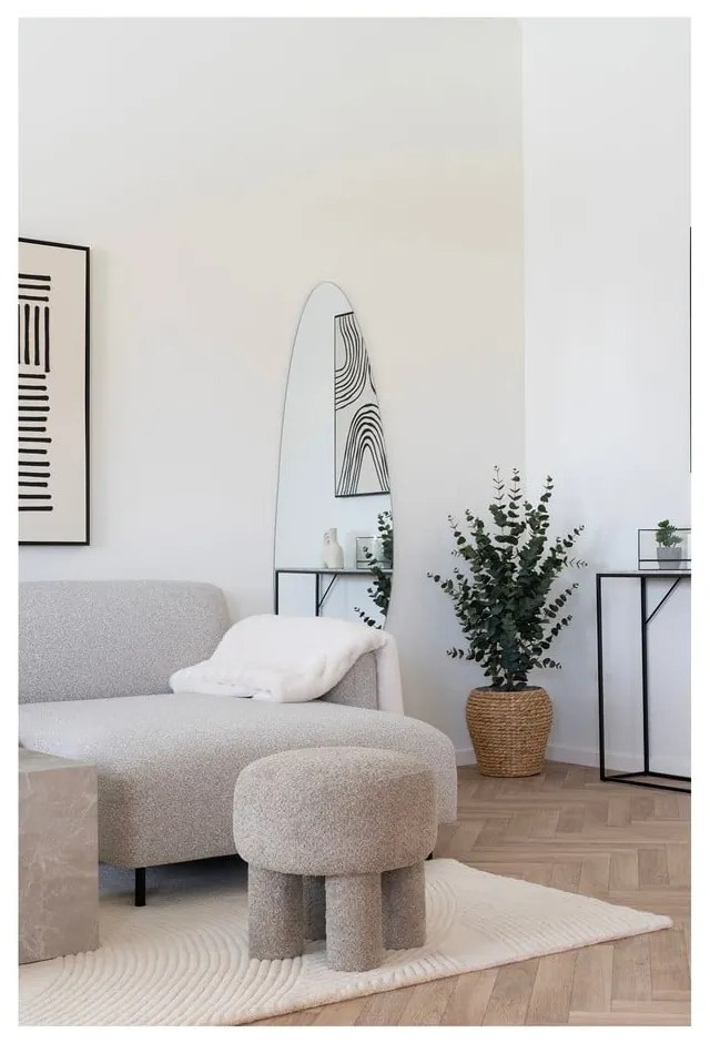 Svetlosivý taburet z textílie buklé Perth – House Nordic