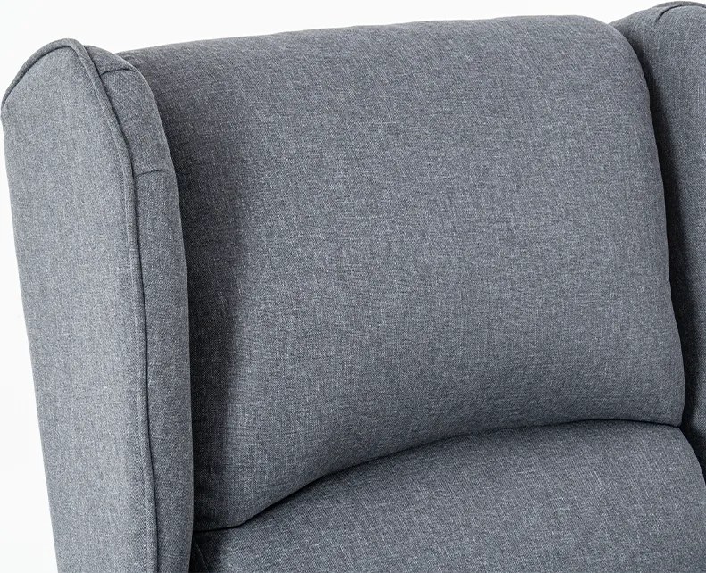 TV kreslo ušiak STILO PLUS s elektrickým polohovaním — látka, sivá, nosnosť 130 kg