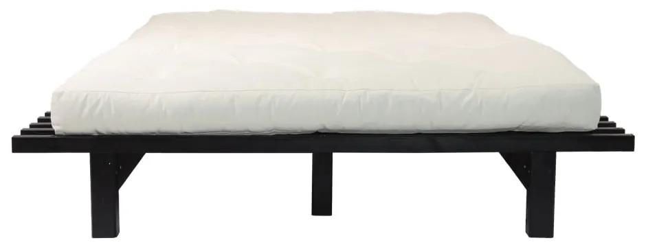 Dvojlôžková posteľ z borovicového dreva s matracom Karup Design Blues Comfort Mat Black/Natural, 180 × 200 cm