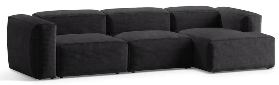 Tmavosivá menčestrová rohová pohovka (pravý roh/s leňoškou) Bergamo – Cosmopolitan Design