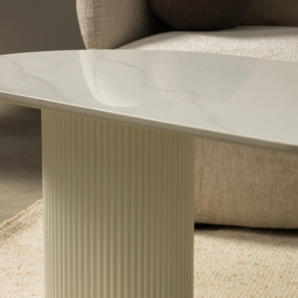 Konferenčný stolík Apulias 120 cm biely/mramor