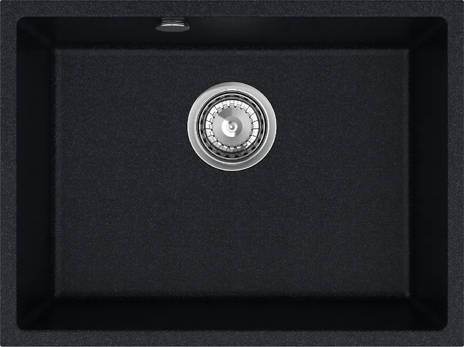 Sink Quality Crypton 60, kuchynský granitový drez 535x400x205 mm + chrómový sifón, čierna škvrnitá, SKQ-CRY.B.1KBO.60.X