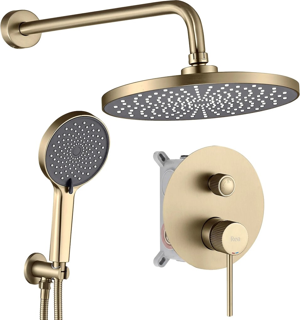 Rea Lungo Stripe, podomietková sprchová súprava + BOX, zlatá matná, REA-P9492