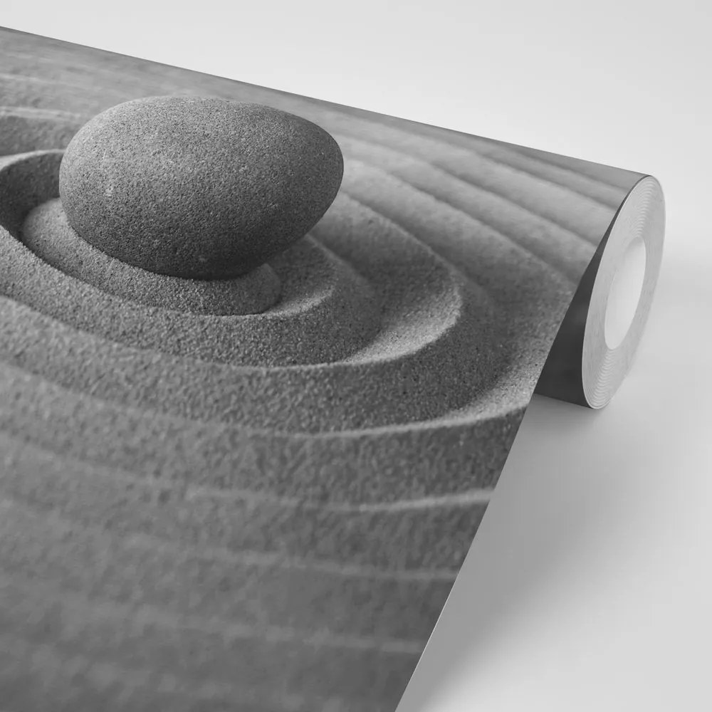 Samolepiaca fototapeta čiernobiely relaxačný kameň - 150x100
