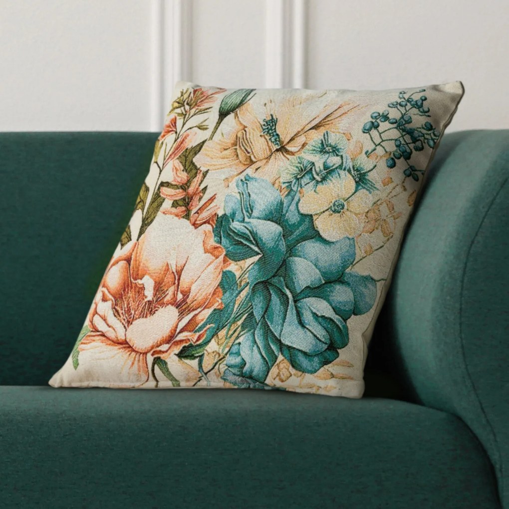 GOBELÍNOVÁ DEKORAČNÁ OBLIEČKA NA VANKÚŠ GOBELIN10 45X45 CM KVETY