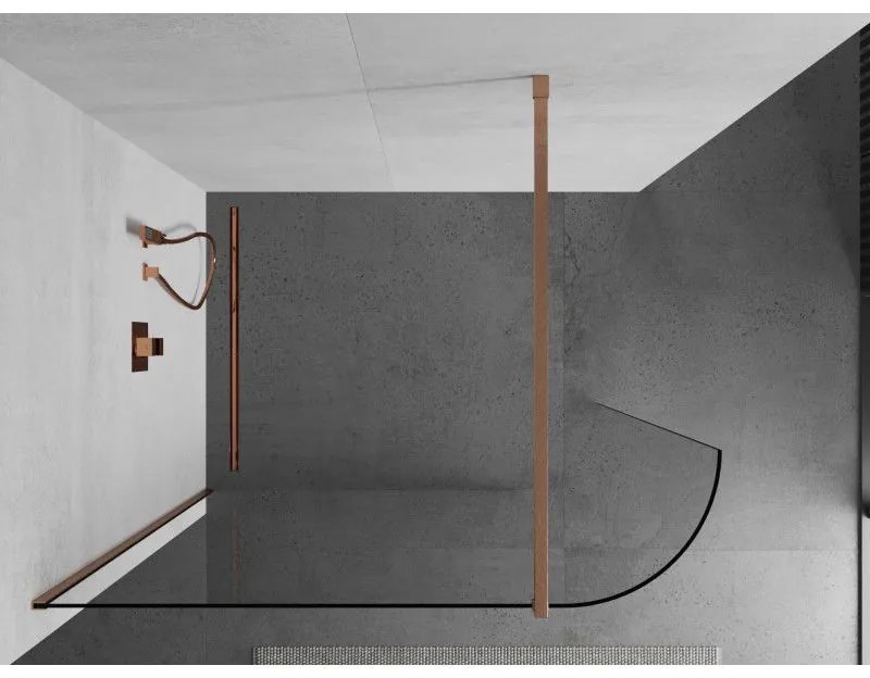 Mexen Kioto, sprchová zástena Walk-In 80 x 200 cm, 8mm číre sklo, medený matný profil, 800-080-101-65-06