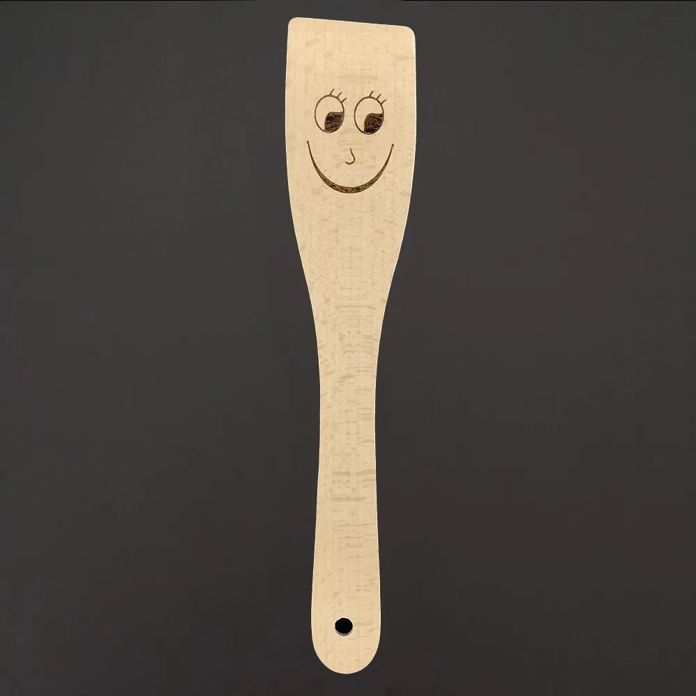 AMADEA Drevená obracačka s tvárou, masívne drevo, dĺžka 28 cm