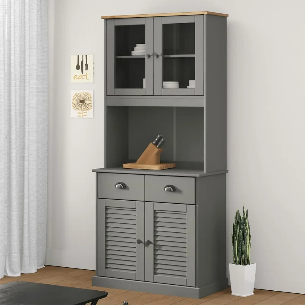 Vysoká skrinka VIGO sivá 78x40x175 cm borovicový masív