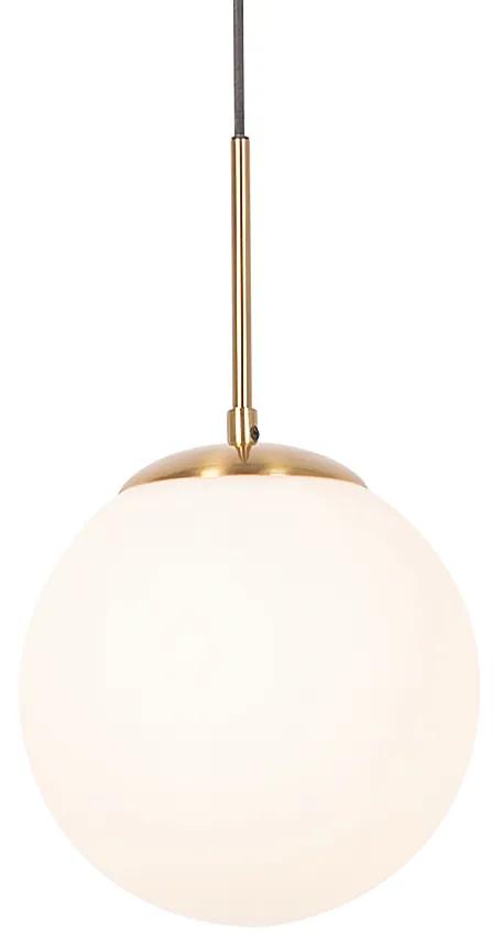 Art Deco závesná lampa zlatá s opálovým sklom - Flore