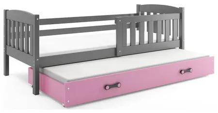 Detská posteľ KUBUS s výsuvnou posteľou 80x190 cm - grafit Ružová