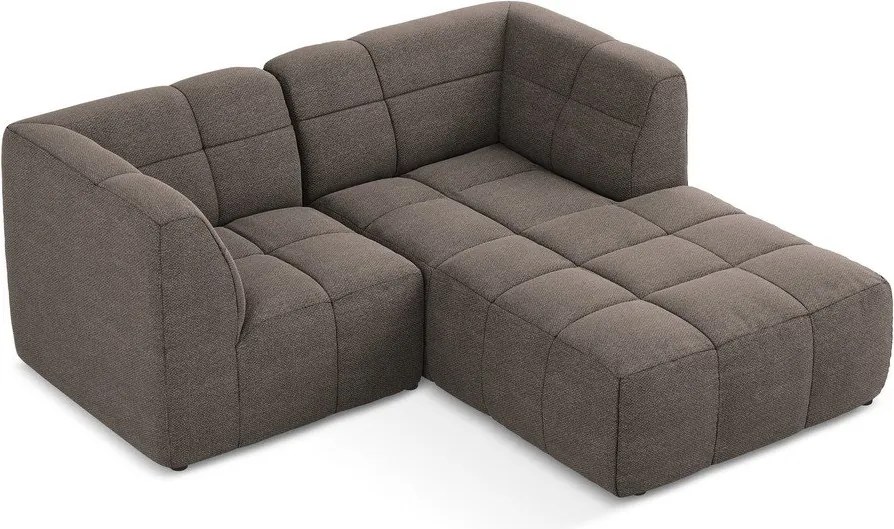 Hnedá rohová pohovka z textílie buklé (pravý roh/s leňoškou) Aloha – Makamii