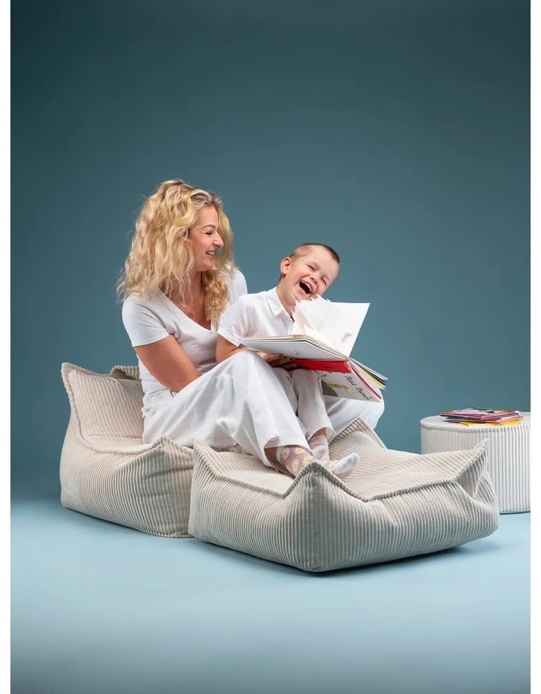 Krémovobiely menčestrový detský sedací vak Chair – Wigiwama