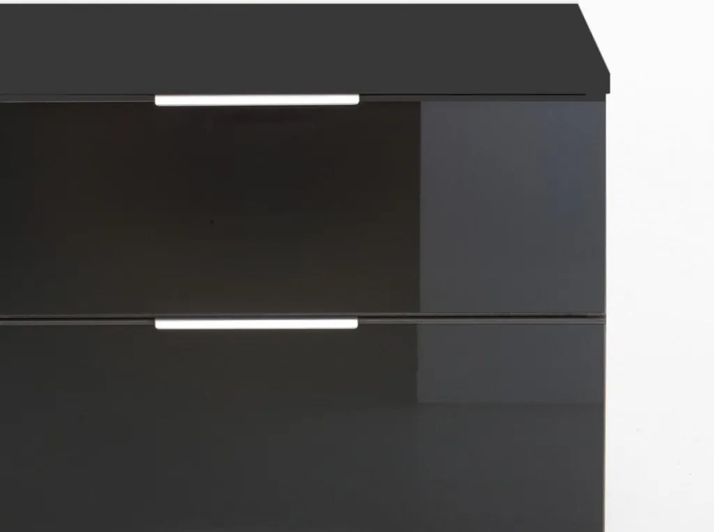 Nočný stolík Easy Plus, grafit / čierne sklo