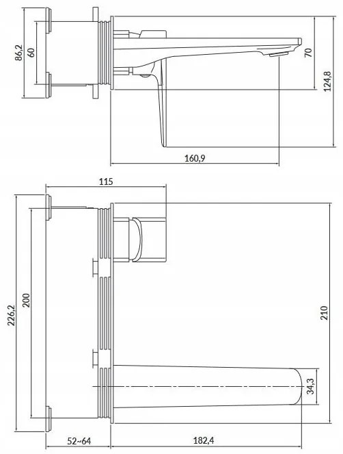Cersanit Larga, podomietková umývadlová batéria, čierna matná, S951-385