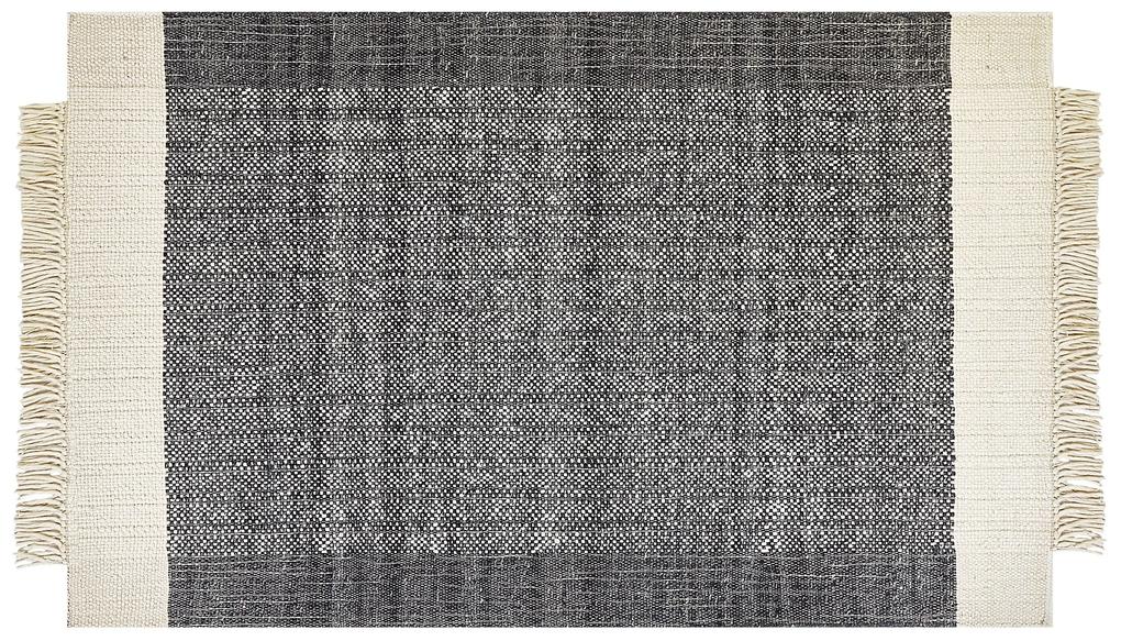 Vlnený koberec 140 x 200 cm čierna/krémová biela ATLANTI Beliani