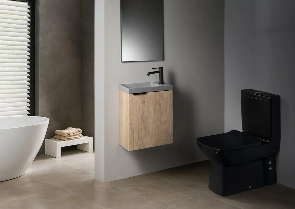 Sapho Sapho, AGOS betónové umývadlo 40x22cm, ľavé/pravé, šedá lesklá, AS40017