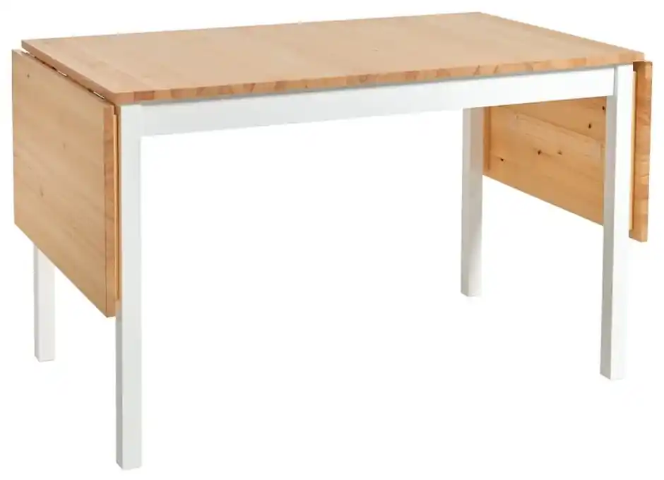 Borovicový rozkladací jedálenský stôl s bielou konštrukciou Bonami  Essentials Brisbane, 120 (200) x 70 cm | BIANO