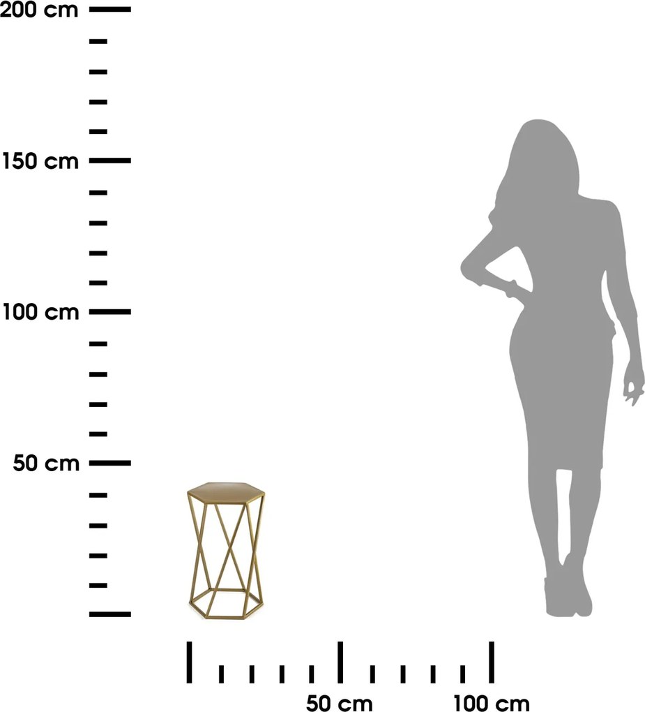 STOJAN NA KVETINÁČ HEXAGON 40X24X27 CM ZLATÁ
