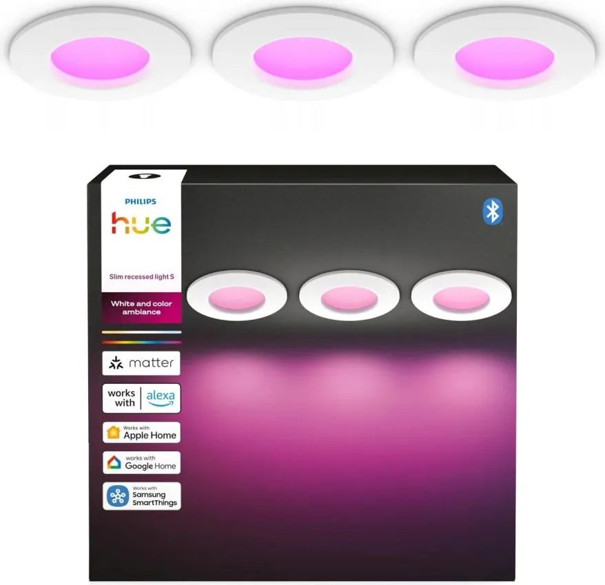 Philips - Sada 3x LED RGBW stmievateľných kúpeľňových podhľadových svietidiel Hue SLIM LED/8,3W/230V IP44