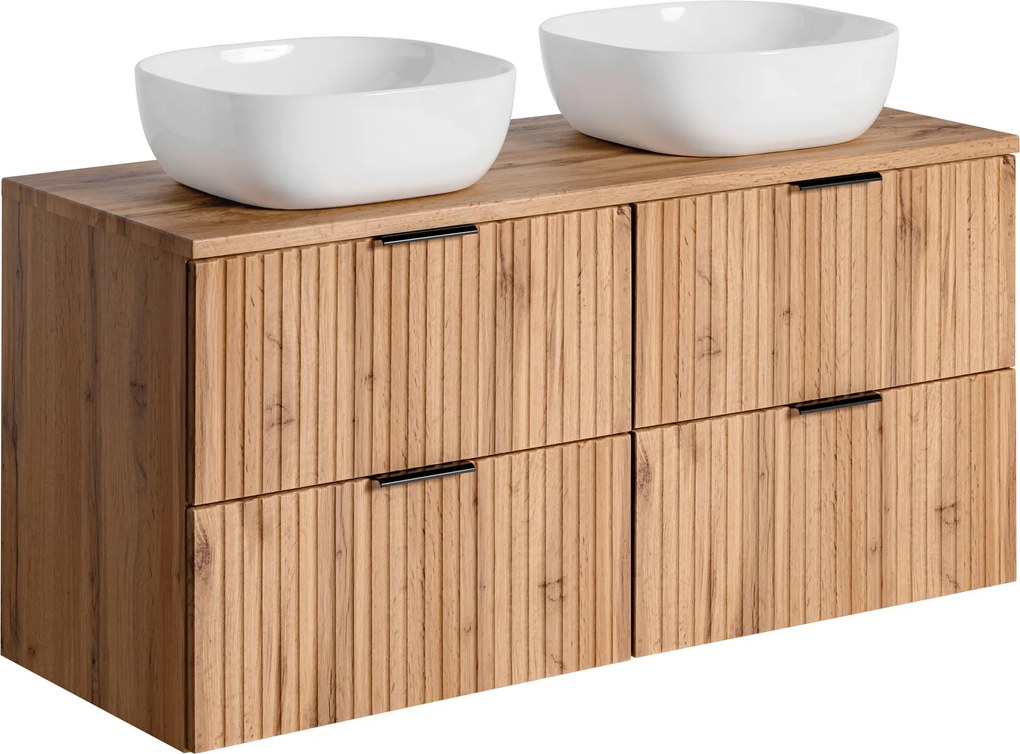Comad Kúpeľňová skrinka s doskovými umývadlami set Adel Oak 120 dub wotan