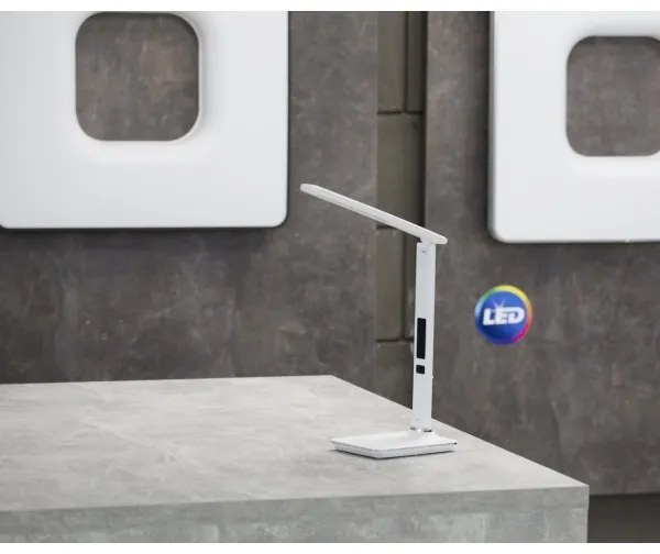 Immax 08934L - LED Stolná lampa s displejom KINGFISHER LED/9W/230V biela