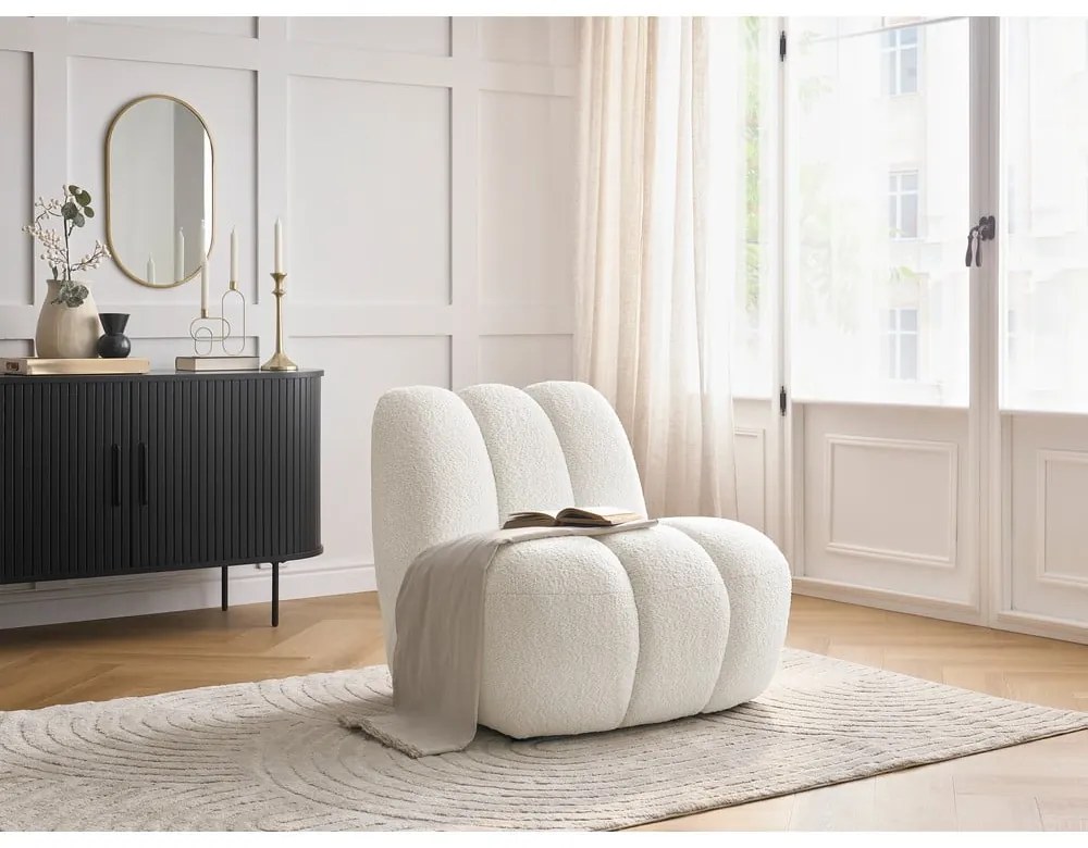 Biele kreslo z textílie buklé Janissaire – Bobochic Paris