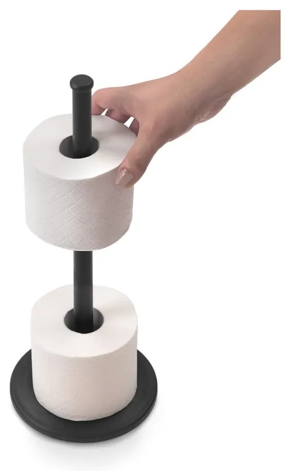 Matne čierny oceľový stojan na toaletný papier Lava – Metaltex